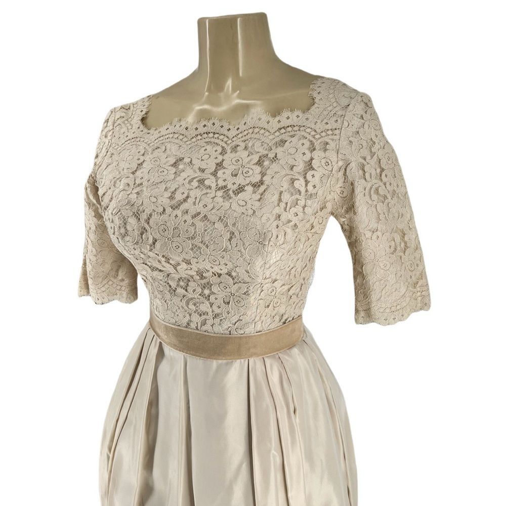 1950’s Harry Keiser Cream & Ivory Maxi Formal Party Dress Size XS - Picture 3 of 10